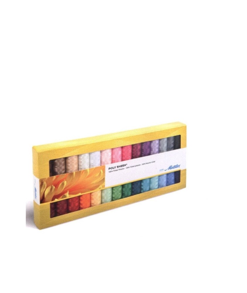 Coffret 28 bobines de fil à broder Mettler Poly Sheen n°40 - 200 m