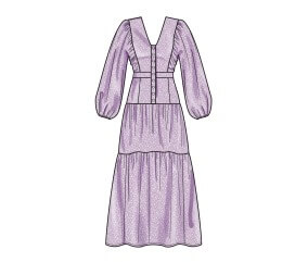 Patron New Look 6718 - Robe longue décolleté V - illustration de la robe longue