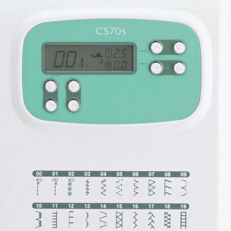 Écran LCD et touches de sélection des points de la Brother CS70s