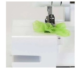 La zone de couture, pied de biche et aiguilles en action
