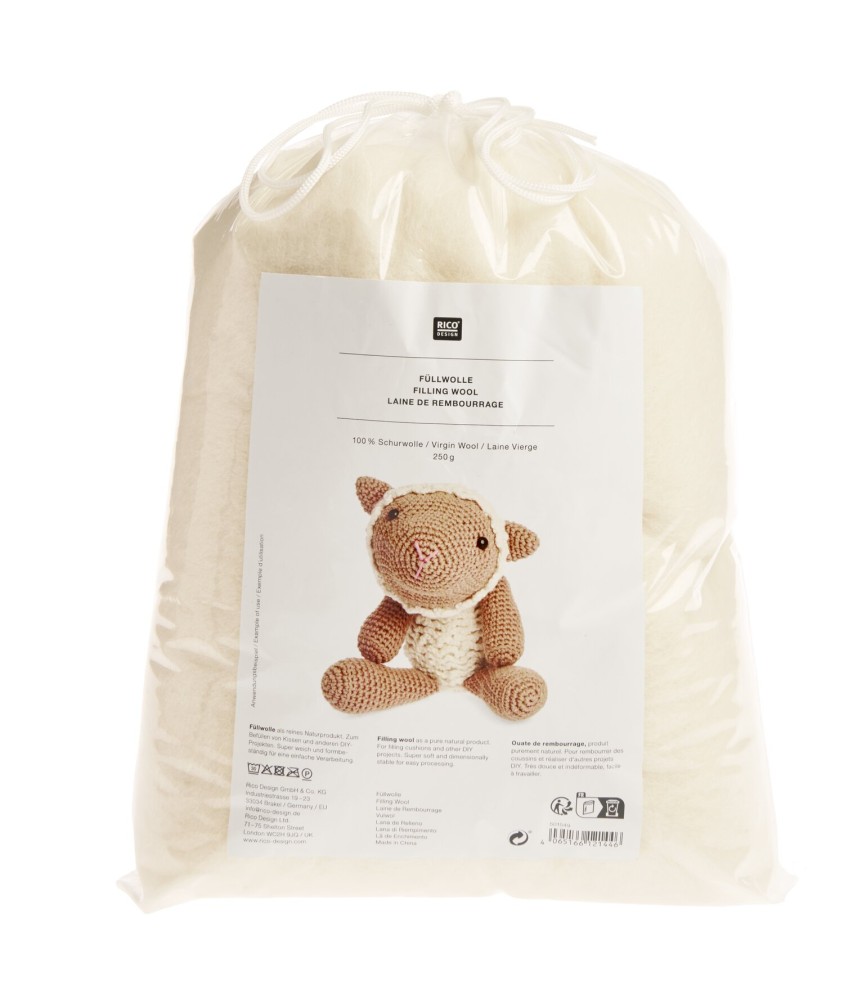 Laine de rembourrage vierge naturelle 250 g Rico Design