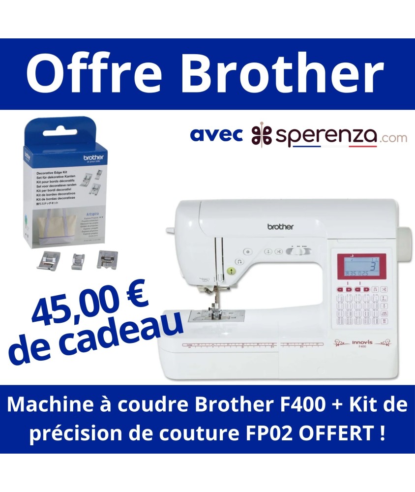 Machine à coudre Innov-is F400 - Brother - Garantie 3 ans - Blanc Kit pour bords décoratifs FP02