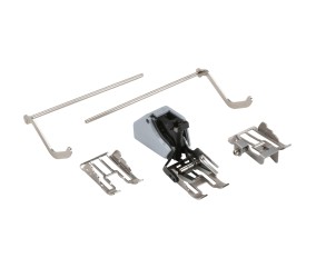 Pied transporteur N°50W Bernina - le pied, ses 3 semelles et ses 2 guides réglables