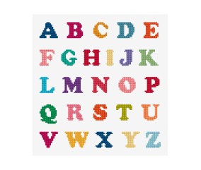 Grille point de croix Alphabet coloré DMC - modèle à télécharger