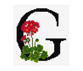 Grille point de croix Lettre G alphabet floral DMC