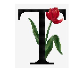 Grille point de croix Lettre T alphabet floral DMC