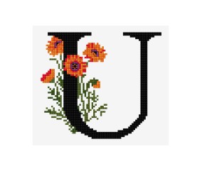 Grille point de croix Lettre U alphabet floral DMC