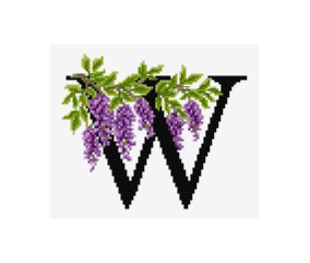 Grille point de croix Lettre W alphabet floral DMC