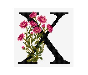Grille point de croix Lettre X alphabet floral DMC