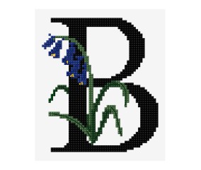 Grille point de croix Lettre B alphabet floral DMC