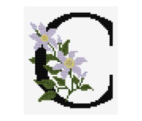 Grille point de croix Lettre C alphabet floral DMC