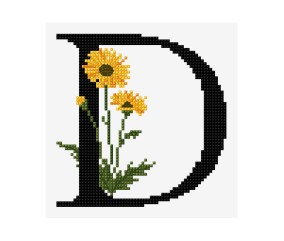Grille point de croix Lettre D alphabet floral DMC