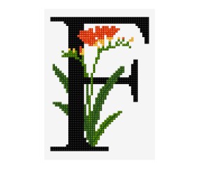 Grille point de croix Lettre F alphabet floral DMC