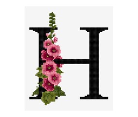 Grille point de croix Lettre H alphabet floral DMC