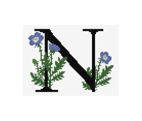 Grille point de croix Lettre N alphabet floral DMC