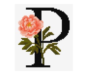 Grille point de croix Lettre P alphabet floral DMC