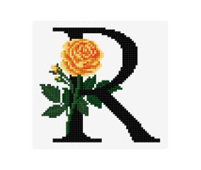 Grille point de croix Lettre R alphabet floral DMC