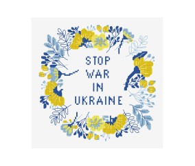 Grille point de croix Stop à la guerre en Ukraine DMC