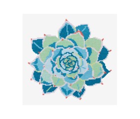 Grille point de croix Turquoise Echeveria DMC - modèle à télécharger