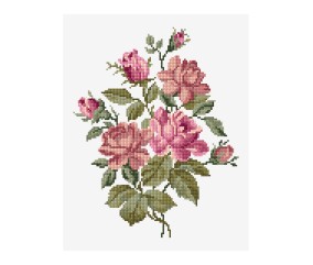 Grille point de croix Bouquet de roses roses DMC