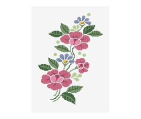 Grille point de croix Fleurs roses vintage DMC - modèle à télécharger