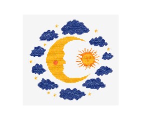 Grille point de croix Soleil et lune DMC - modèle à télécharger