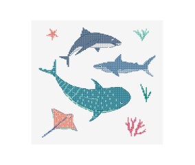 Grille point de croix Requins DMC - modèle à télécharger