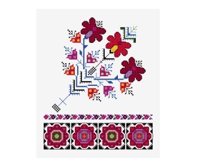 Grille point de croix Motif Floral Tatreez et Bordure DMC