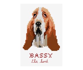 Grille point de croix Bassy le chien de chasse DMC
