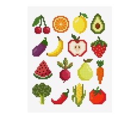 Grille point de croix Mini fruits et légumes DMC