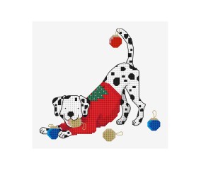 Grille point de croix Dalmatien de Noël DMC - modèle à télécharger