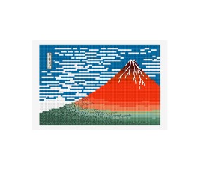 Grille point de croix Fuji rouge de Hokusai DMC - modèle à télécharger