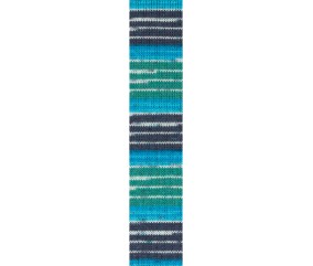 Laine à chaussettes Hot Socks color Gründl - échantillon tricoté coloris 01 Pétrole Turquoise Anthracite
