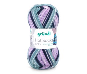 Laine à chaussettes Hot Socks color Gründl - pelote 50 g coloris 03 Lavande Bleu nuit Bleu glacier