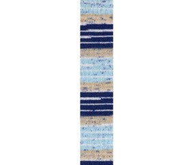 Laine à chaussettes Hot Socks color Gründl - échantillon tricoté coloris 04 Bleu clair Crème Marine