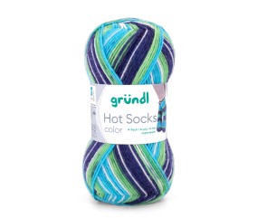 Laine à chaussettes Hot Socks color Gründl - pelote 50 g coloris 05 Marine Turquoise Vert prairie