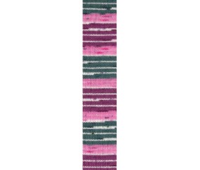 Laine à chaussettes Hot Socks color Gründl - échantillon tricoté coloris 06 Vert sapin Rose Baie