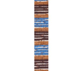 Laine à chaussettes Hot Socks color Gründl - échantillon tricoté coloris 08 Bleu roi Chocolat Rouille