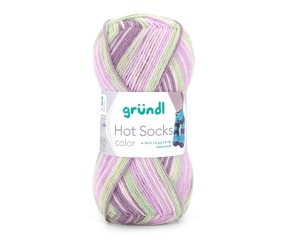 Laine à chaussettes Hot Socks color Gründl - pelote 50 g coloris 10 Lilas Vert tilleul Gris