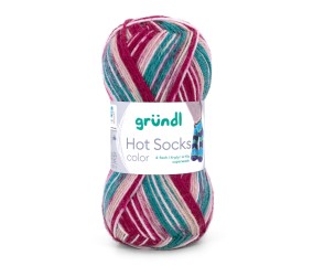 Laine à chaussettes Hot Socks color Gründl - pelote 50 g coloris 11 Bordeaux Pétrole Baie