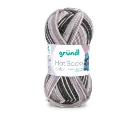 Laine à chaussettes Hot Socks color Gründl - pelote 50 g coloris 14 Gris clair Gris foncé Noir