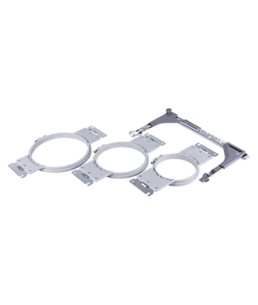 Kit cadres ronds Brother VRRFK1 - les 3 cadres et le bras sur fond blanc