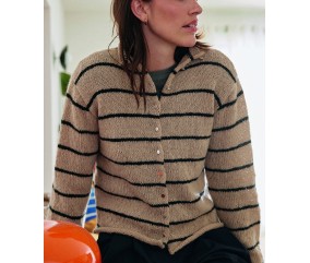 Gilet Una rayé - Patron tricot Pingouin - modèle porté