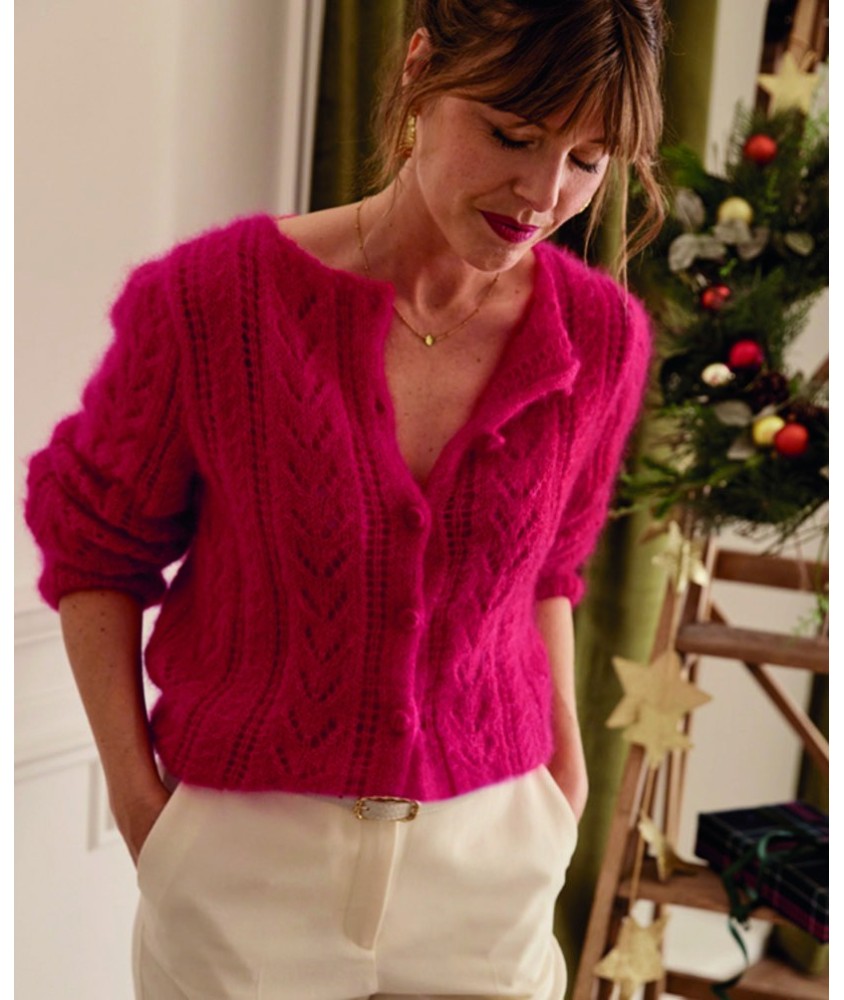 Gilet Gwendoline mohair et soie - Patron tricot Phildar - modèle porté