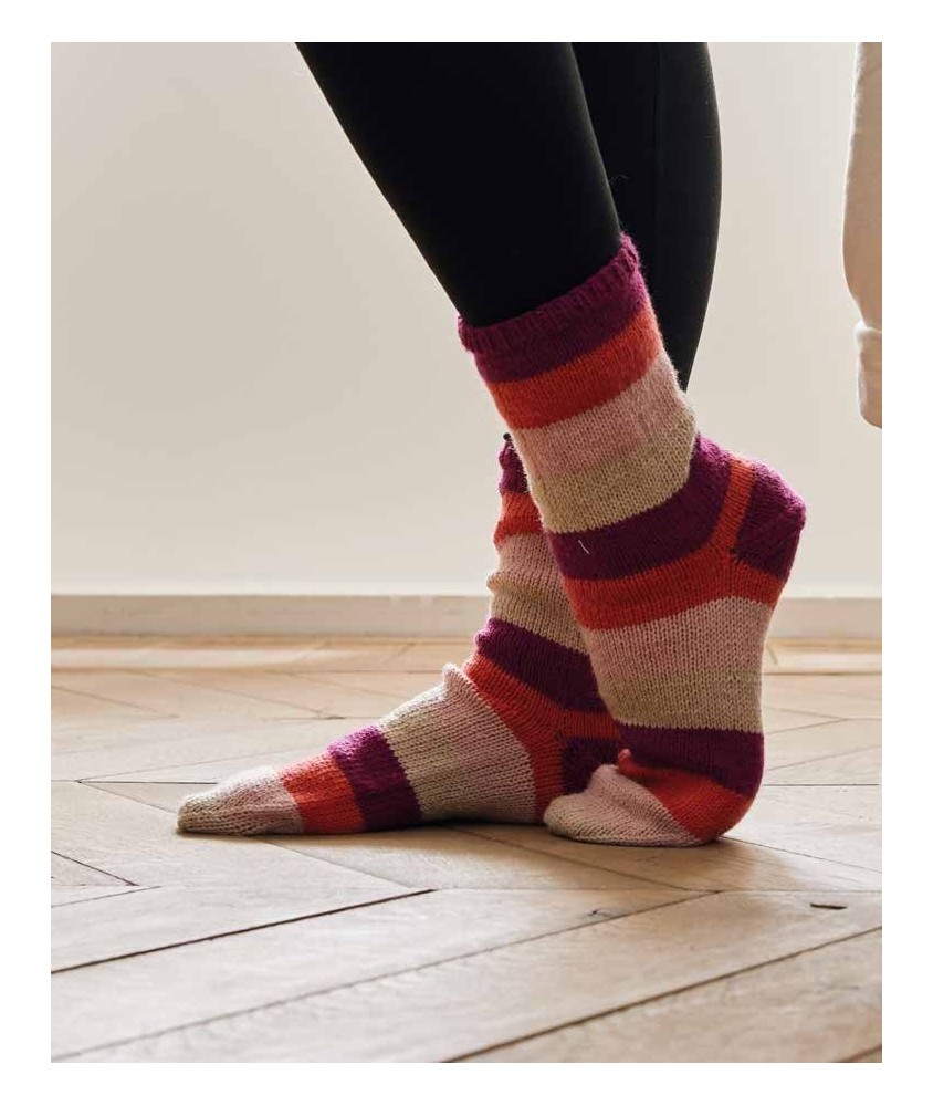 Chaussettes rayées Délice - Patron tricot Phildar - modèle fini