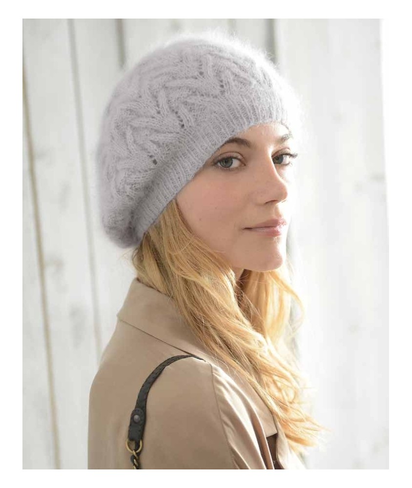 Béret Daphnée en angora - Patron tricot Phildar - modèle porté