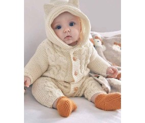 Combinaison bébé Ruben à capuche - Patron tricot Phildar - modèle fini