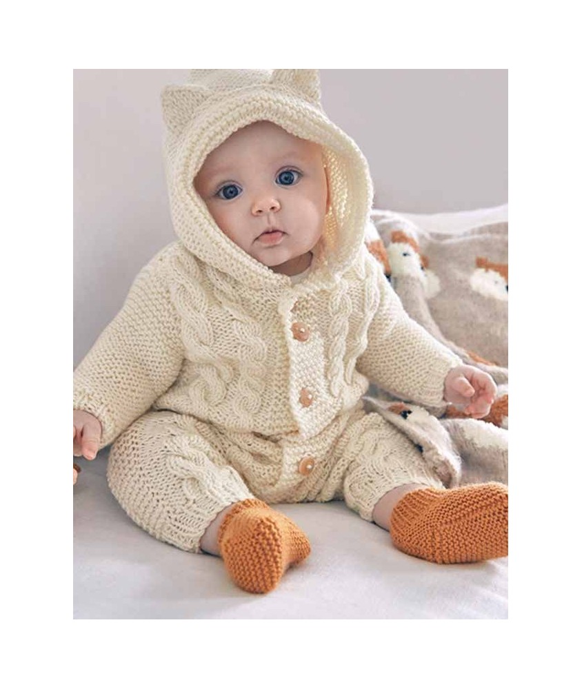 Combinaison bébé Ruben à capuche - Patron tricot Phildar - modèle fini