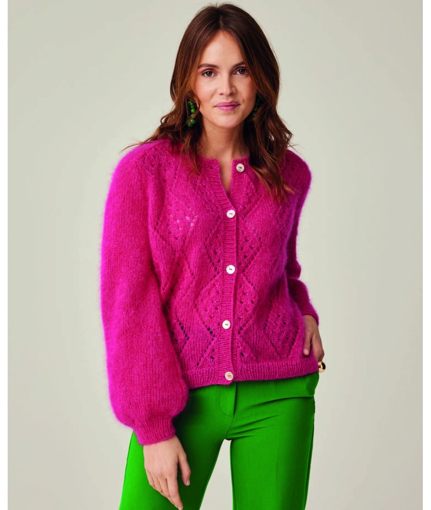 Gilet Énora mohair et soie - Patron tricot Phildar - modèle porté