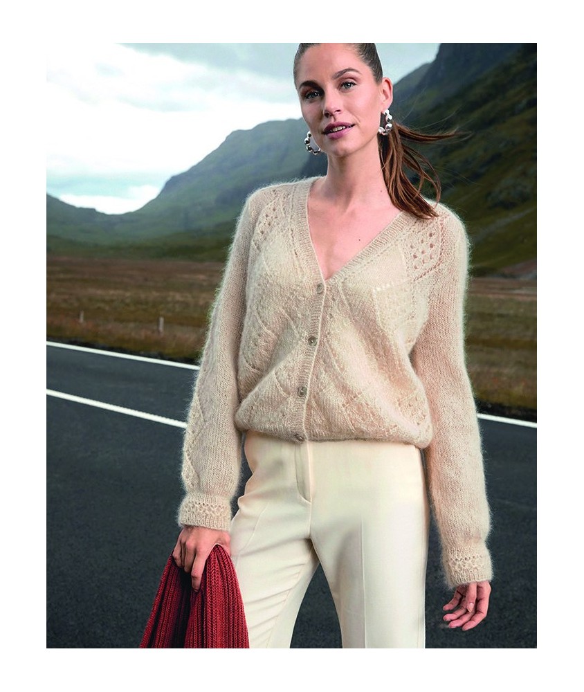 Gilet Oprah mohair soie lurex - Patron tricot Phildar - modèle porté